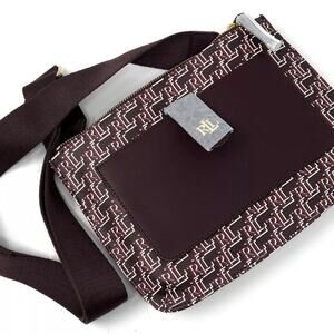 Lauren Ralph Lauren Crossbody Bag Monogram Signature Med Jamey Burgundy GARNET
